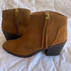 SODA Suede Fringed Zip Ankle Boots